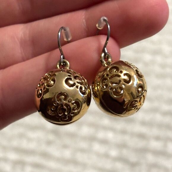 None Jewelry - Gold Filigree Orb Drop Earrings Vintage Baroque Statement Dangle Jewelry